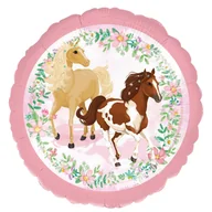 Balony i akcesoria - Amscan, balon foliowy Beautiful Horses, standard, okrągły, 43 cm - miniaturka - grafika 1