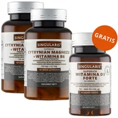 Witaminy i minerały - Zestaw Singularis Superior Cytrynian Magnezu + Witamina B6, 2 x 120 tabletek powlekanych + Witamina D3 Forte 4000 IU, 60 kapsułek miękkich gratis - miniaturka - grafika 1