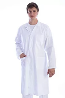 Płaszcze męskie - Gima - Biały płaszcz lekarski z bawełny i poliestru, z guzikami, dla mężczyzn, rozmiar XL, dla lekarzy i studentów medycyny i biologii, dla kliników, szpitali, gabinetów lekarskich i apteek. - grafika 1