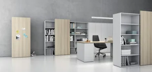 PLAN Szafa biurowa wysoka długa bez drzwi BLOCK White, dąb naturalny 611208 - Szafy biurowe - miniaturka - grafika 4