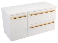 Szafki łazienkowe - Szafka Wisząca Z Blatem ATH 90 cm D Prawa - Biały Mat - Uchwyty Złote Polerowane - miniaturka - grafika 1