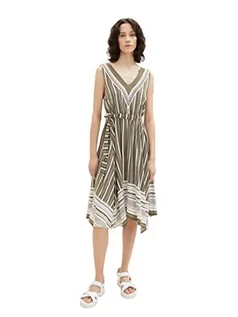 Sukienki - TOM TAILOR Damska letnia sukienka w paski, 32805 - oliwkowy biały pionowy pasek, 38 - grafika 1