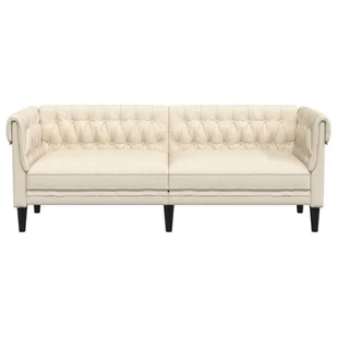 Sofa Chesterfield, trzyosobowa, kremowa, obita tkaniną - Sofy i kanapy Sofa Chesterfield, trzyosobowa, kremowa, obita tkaniną - Sofy i kanapy - miniaturka - grafika 5
