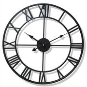 Zegary - Zegar ścienny duży metalowy retro loft rzymski czarny 47 cm - miniaturka - grafika 1