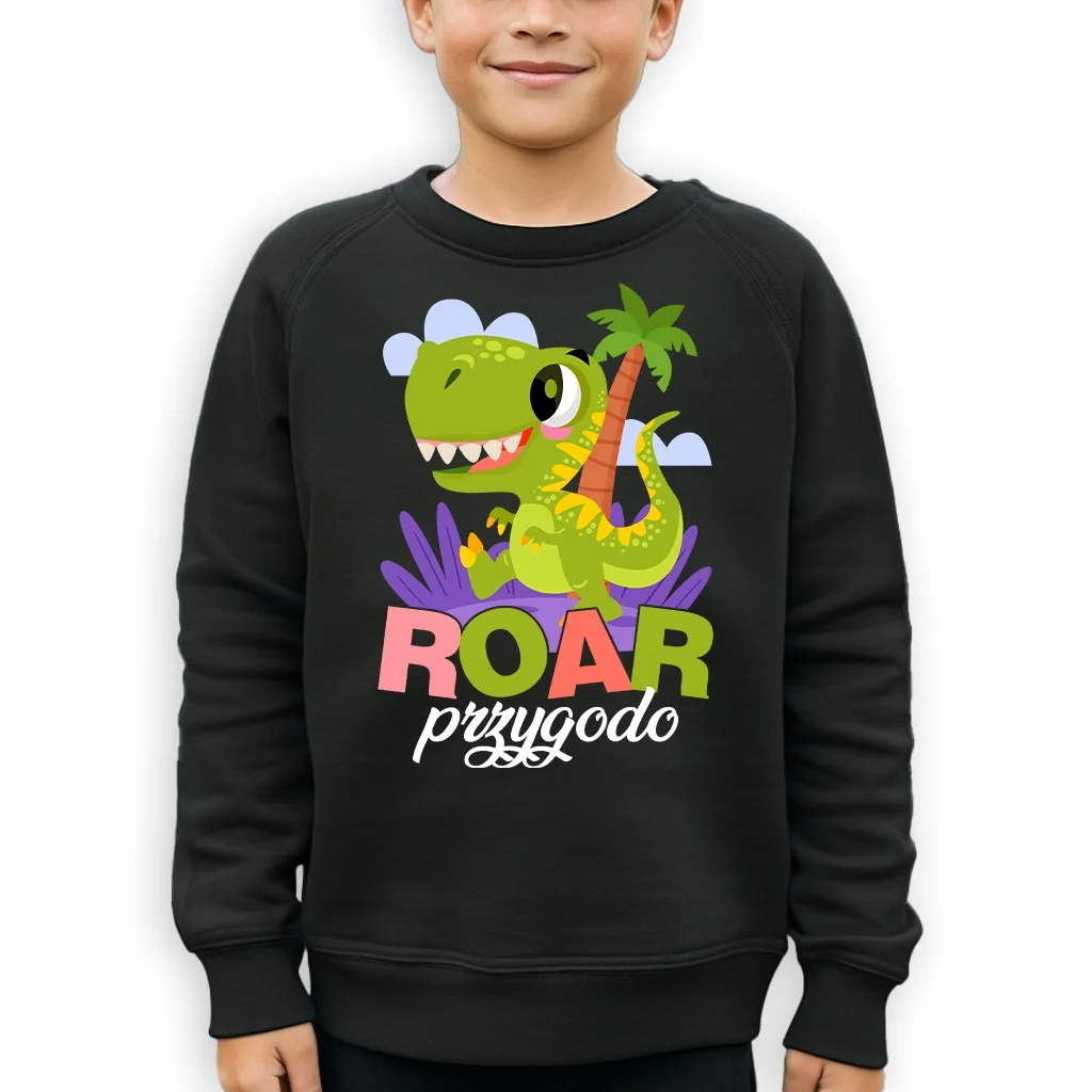 BLUZA DZIECIĘCA BEZ KAPTURA PREZENT URODZINY DLA DZIECKA ROAR PRZYGODO 128