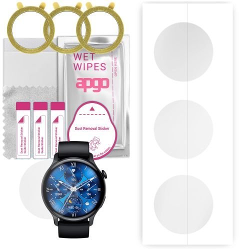 3x folia ochronna hydrożelowa do Rubicon RNCF10 - apgo Smartwatch Hydrogel Protection Ochrona na ekran smartwatcha