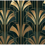 Fototapety - Fototapeta Art Deco Złoto Zielony Abstrakcja 350x250 cm Tapeta Do Sypialni Salonu Kuchni Na Flizelinie - miniaturka - grafika 1