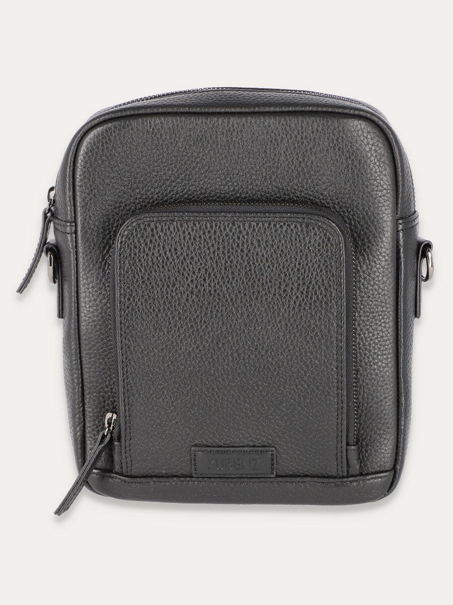 Czarna skórzana listonoszka ze skóry naturalnej o fakturze groszkowanej