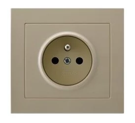Ospel Kier Gniazdo Pojedyncze z uziemieniem 16A/250~, IP20 Beżowy - GP-1WZ/01 - Gniazdka elektryczne - miniaturka - grafika 1