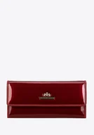 Portfele - Duży portfel damski rozkładany ze skóry lakierowanej bordowy - miniaturka - grafika 1