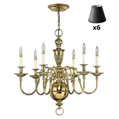 Lampy sufitowe - Świecznikowy żyrandol z abażurami Cambridge HK-CAMBRIDGE6+6xLS162-BLK Hinkley mosiądz czarny - miniaturka - grafika 1