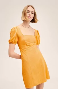 Mango sukienka Teorica kolor żółty mini prosta - Sukienki - miniaturka - grafika 1