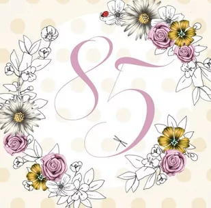 Clear Creations Karnet na 85 urodziny z kryształkiem Swarovskiego w kwiaty - Kartki okolicznościowe i zaproszenia - miniaturka - grafika 1