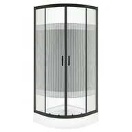 Kabiny prysznicowe - Novoterm Kabina natryskowa 80x80x195 cm/5 mm czarne pasy z brodzikiem, Xenia Duo Black 80 - miniaturka - grafika 1