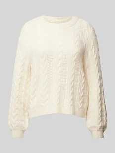 Sweter z dzianiny z okrągłym dekoltem model ‘RUBINA’ - Swetry damskie - miniaturka - grafika 1