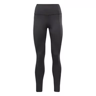 Legginsy - Reebok Damskie nowoczesne legginsy z poliestru Safari, Czarny, XL - miniaturka - grafika 1