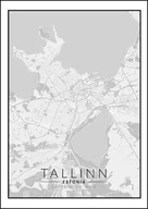 Plakaty - Galeria Plakatu, Plakat, Tallin Mapa Czarno Biała, 40x50 cm - miniaturka - grafika 1