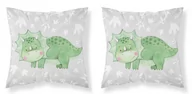 Pościel dla dzieci - Poszewka 40x40 Triceratops zielony dinozaur szara dwustronna PSBA Mayamoo - miniaturka - grafika 1