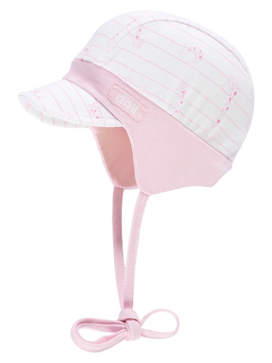 Wiązana czapka z daszkiem z dżerseju żyrafy różowa Döll r.41