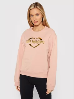 Bluzy damskie - Love Moschino Bluza W630646E 2288 Różowy Regular Fit - grafika 1