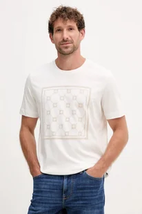 Joop! t-shirt bawełniany męski kolor beżowy z nadrukiem 30047429 - Koszulki męskie - miniaturka - grafika 1