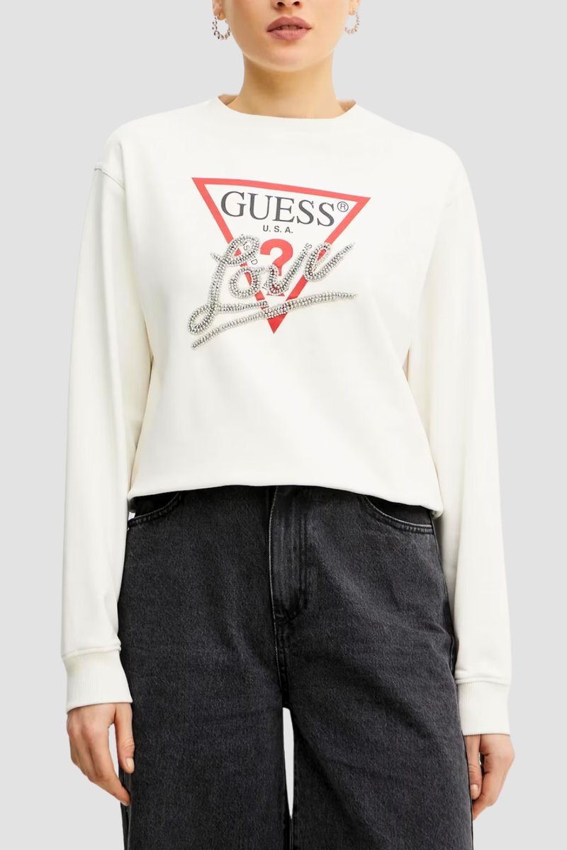 GUESS Biała bluza damska Love XL