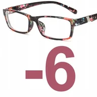 Okulary korekcyjne, oprawki, szkła - Okulary korekcyjne kujonki minusy kwiatowe -6 - miniaturka - grafika 1