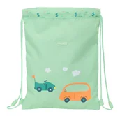 Plecaki - Safta PRESCOLAR SAMOCHODY - Plecak Płaski Junior, łatwy do czyszczenia, plecak, idealny dla dzieci w różnym wieku, wygodny i wszechstronny, jakość i wytrzymałość, 26x1x34 cm, zielony kolor wody, - miniaturka - grafika 1
