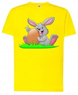 Koszulki i topy damskie - KOSZULKA ŚWIĄTECZNA ŻÓŁTA WIELKANOCNA NA WIELKANOC ZAJĄCA XS - miniaturka - grafika 1