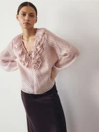 Bluzki damskie - Reserved - Bluzka z lyocellem - różowy - miniaturka - grafika 1