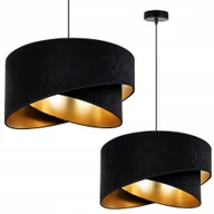 Lampy sufitowe - Lampa Sufitowa Wisząca Żyrandol Pojedyncza Złoty Abażur Do Salonu Welur - miniaturka - grafika 1
