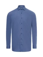 Koszule męskie - Eterna Slim Fit Koszula męska Mężczyźni Slim Fit Bawełna niebieski wzorzysty kołnierzyk włoski, 38 - miniaturka - grafika 1