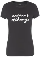 Koszulki i topy damskie - Armani Exchange Pima Cotton Signature Logo Tee T-Shirt damski, czarny, M - miniaturka - grafika 1
