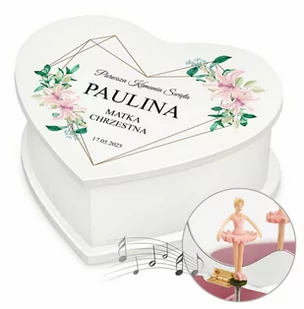 Szkatułka na biżuterię w kształcie serca z pozytywką i nadrukiem dla - Pamiątka Pierwszej Komunii Świętej - miniaturka - grafika 1