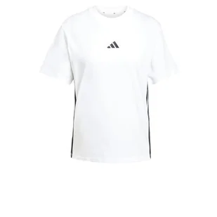 adidas Damska koszulka bawełniana Essentials z 3 paskami L biały/czarny - Koszulki i topy damskie - miniaturka - grafika 1