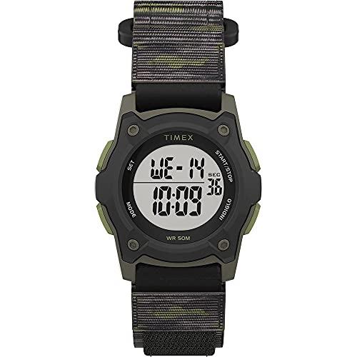 Timex Unisex Kids cyfrowy zegarek kwarcowy z tekstylną bransoletką TW7C77500, zielony, Pasek