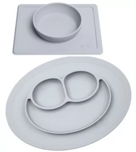 Ezpz Zestaw Silikonowa Miska I Talerzyk Mini Mat Pastelowy Szary - Zestawy naczyń dla dzieci - miniaturka - grafika 1