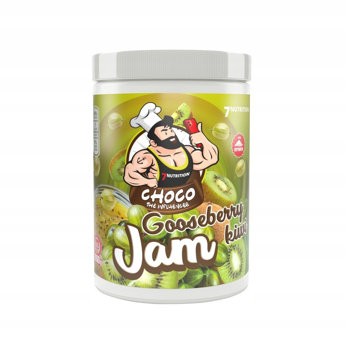 7NUTRITION JAM 1000G DŻEM BEZ CUKRU KIWI-AGREST 80% OWOCÓW BEZ DODATKU CUKR