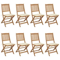 Fotele i krzesła ogrodowe - vidaXL Składane krzesła ogrodowe z poduszkami, 8 szt., drewno akacjowe! 3075023 - miniaturka - grafika 1