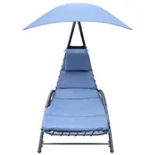 Leżaki ogrodowe - Leżak z parasolem SASKA GARDEN Bergamo 1054445 Granatowy - miniaturka - grafika 1