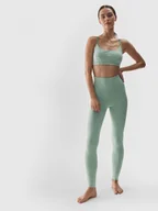 Spodnie sportowe damskie - Damskie legginsy do jogi 4F 4FWAW24TFTIF283 - zielone - miniaturka - grafika 1