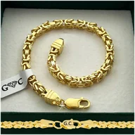 Bransolety męskie - ELEGANCKA MĘSKA BRANSOLETKA ZŁOTA SPLOT KRÓLWSKI 22 CM 4,5 MM DLA MĘŻCZYZNY - miniaturka - grafika 1