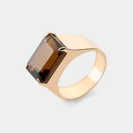 Pierścionki - Srebrny Sygnet Męski Kamień Naturalny, Kwarc Piwny : Rozmiar Pierścionka - Srebro - 23 |Uk:U | Φ20 Mm, Srebro - Kolor Pokrycia - Pokrycie Żółtym 18K.. - miniaturka - grafika 1