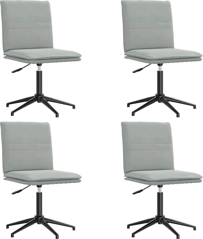 Krzesła stołowe, 4 szt., jasnoszare, obite aksamitem