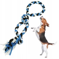 Zabawki dla psów - Zabawka dla psa kolorowy SZNUR pleciony z pętlą z liny bawełnianej supły - miniaturka - grafika 1