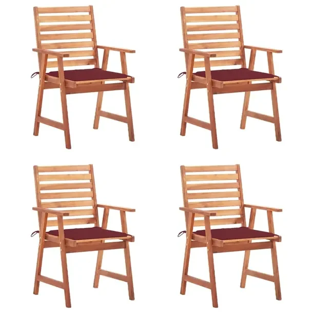 Zestaw 4 Krzeseł Ogrodowych z Litego Drewna Akacjowego z Poduszkami, 56x62