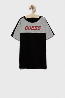 Koszulki dla chłopców - Guess t-shirt dziecięcy kolor czarny gładki - grafika 1