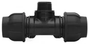 Łączniki, trójniki, kształtki - Trójnik zaciskowy PP 90st. 20x3/4"x20 GZ gwint zewnętrzny PN16, do rur PE, kolor czarny - miniaturka - grafika 1