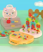 Zabawy w naśladowanie dorosłych - Walizka klocki konstrukcyjne wkrętarka śrubki zestaw majsterkowicza 260 el - miniaturka - grafika 1