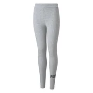 Legginsy - Dziecięce Legginsy PUMA ESS LOGO LEGGINGS G LIGHT GRAY HEATHER 58703504 – Szary - miniaturka - grafika 1